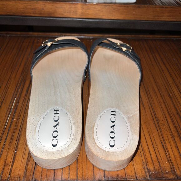 COACH BLEEKER SLIDE SUEDE SANDALS BLACK COLOR SIZE 9 EXCELLENT COMFORTABLE - Picture 3 of 6